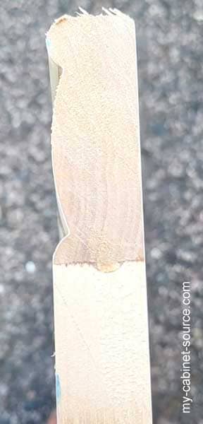 An RTA  cabinet door cut in half from Wholesalecabinets.us